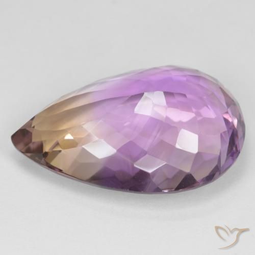 Ametrino Bicolor natural de 19.64 ct, En forma de pera, VVS-VS