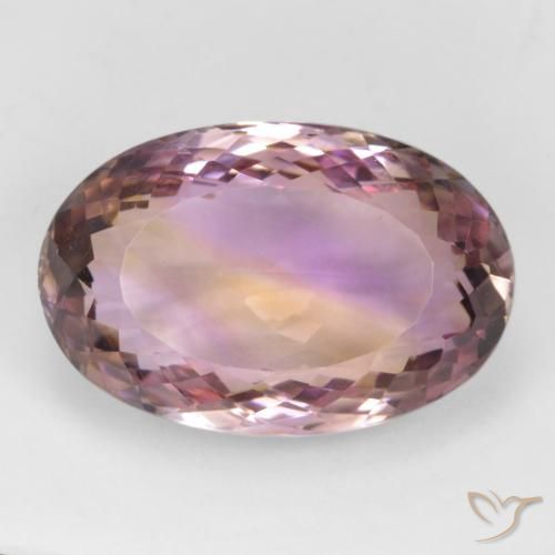 Ametrino bicolor natural de 24,09 ct, corte óvalo, VVS