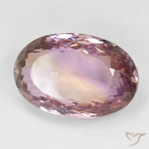 Ametrino bicolor natural de 24,09 ct, corte óvalo, VVS