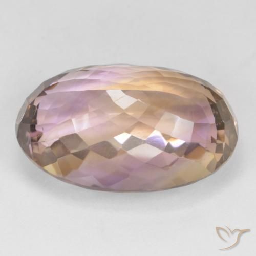 Ametrino bicolor natural de 24,09 ct, corte óvalo, VVS