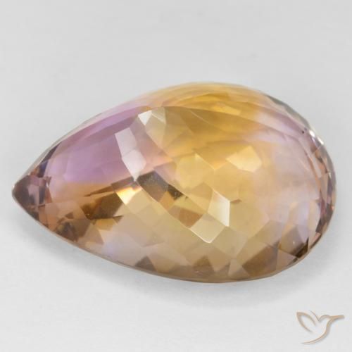 Ametrino Bicolor natural de 31.86 ct, En forma de pera, VVS