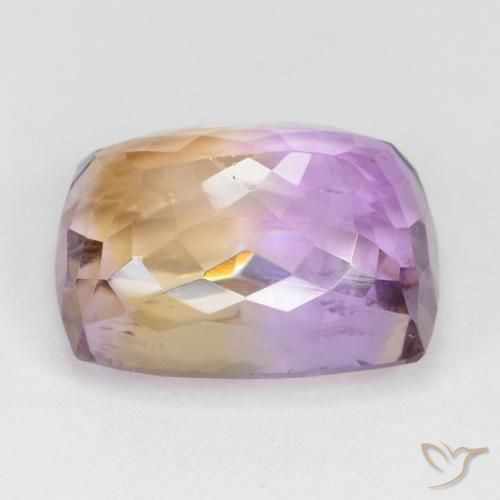Ametrino Bicolor natural de 16.38 ct, Forma Cojín, VS