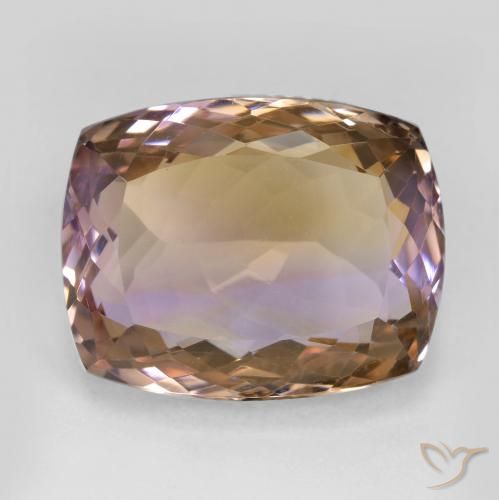 Ametrino bicolor natural de 18,73 ct, corte cojín, VS