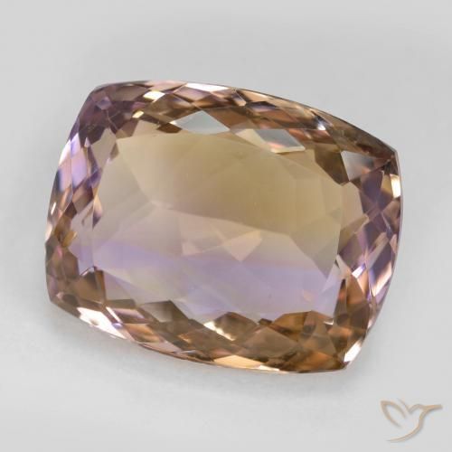 Ametrino bicolor natural de 18,73 ct, corte cojín, VS