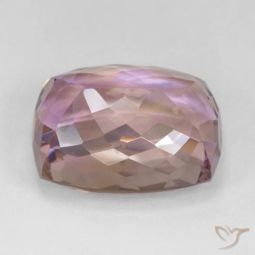 Ametrino bicolor natural de 18,73 ct, corte cojín, VS