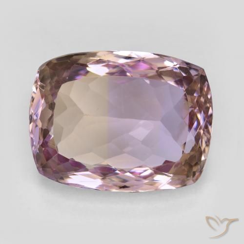 ametrino Bicolor natural de 15.68 ct, Corte Cojín, VVS-VS