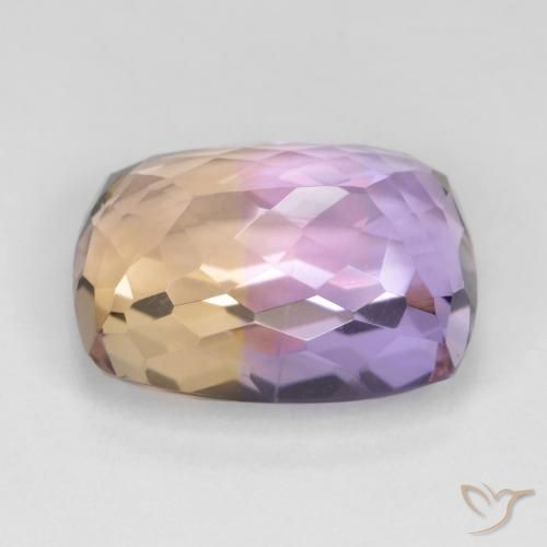 ametrino Bicolor natural de 15.68 ct, Corte Cojín, VVS-VS