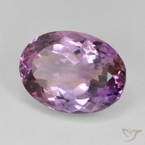 Ametrino bicolor natural de 14,62 ct, corte óvalo, VVS-VS