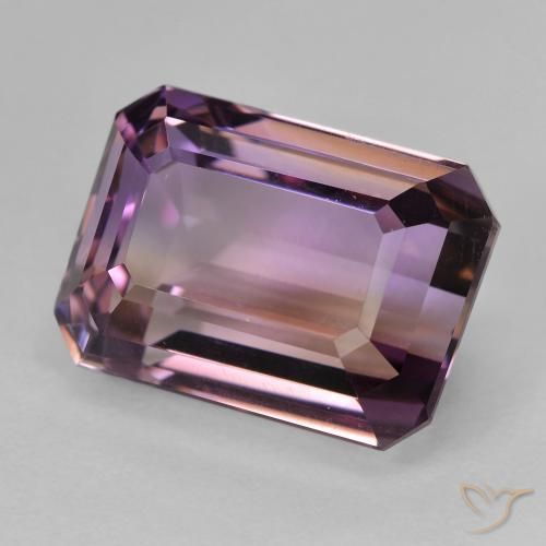 Ametrino Bicolor natural de 9.78 ct, Corte Octágono / Esmeralda, VVS-VS