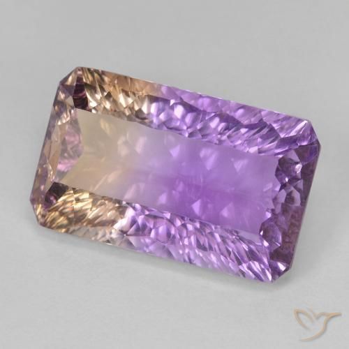Ametrino Bicolor natural de 9.72 ct, Corte Octágono / Esmeralda, VVS-VS