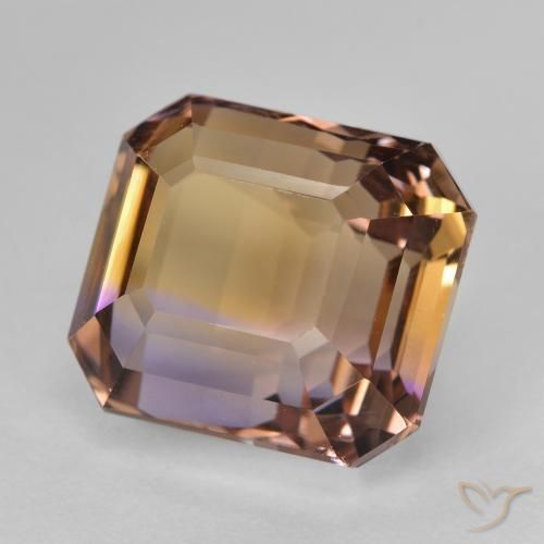 Ametrino Bicolor natural de 10.38 ct, Corte Octágono / Esmeralda, VVS-VS