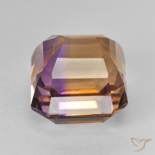 Ametrino Bicolor natural de 10.38 ct, Corte Octágono / Esmeralda, VVS-VS