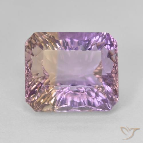 Ametrino bicolor natural de 8,84 ct, corte esmeralda, VVS-VS