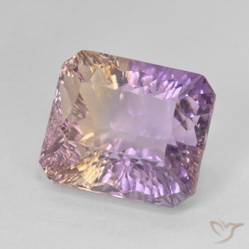 Ametrino bicolor natural de 8,84 ct, corte esmeralda, VVS-VS