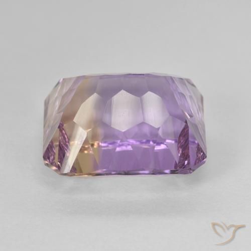 Ametrino bicolor natural de 8,84 ct, corte esmeralda, VVS-VS
