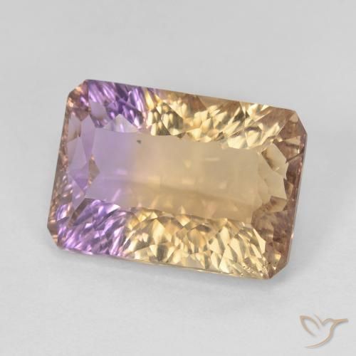 Ametrino Bicolor natural de 7.09 ct, Corte Octágono / Esmeralda, VVS-VS