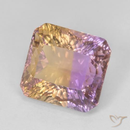 Ametrino Bicolor natural de 9.05 ct, Corte Octágono / Esmeralda, VVS-VS