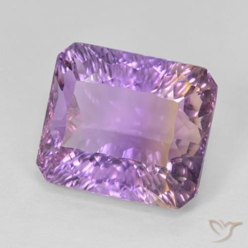 Ametrino Bicolor natural de 9.15 ct, Corte Octágono / Esmeralda, VVS-VS