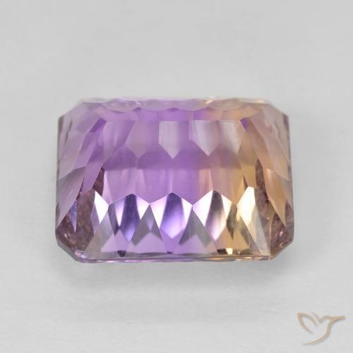 Ametrino Bicolor natural de 9.15 ct, Corte Octágono / Esmeralda, VVS-VS