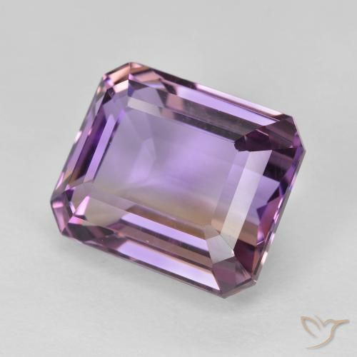 Ametrino Bicolor natural de 8.50 ct, Corte Octágono / Esmeralda, VVS-VS
