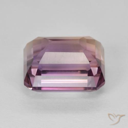 Ametrino Bicolor natural de 8.50 ct, Corte Octágono / Esmeralda, VVS-VS