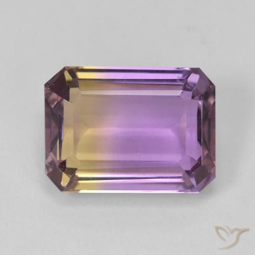 ametrino Bicolor natural de 4.76 ct, corte esmeralda, VVS-VS