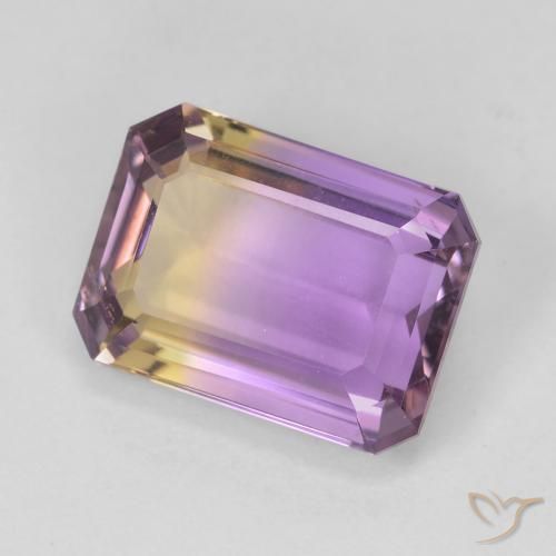 ametrino Bicolor natural de 4.76 ct, corte esmeralda, VVS-VS