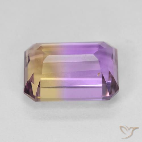 ametrino Bicolor natural de 4.76 ct, corte esmeralda, VVS-VS