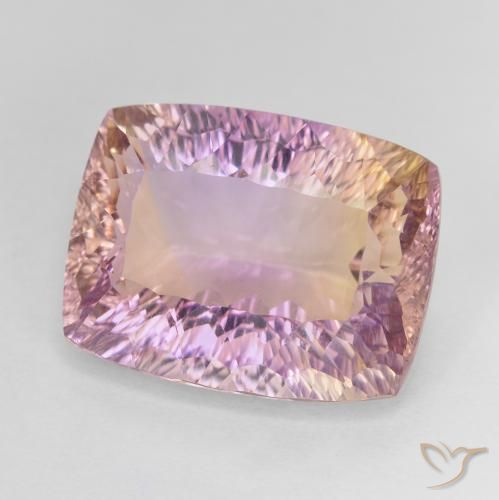 Ametrino Bicolor natural de 12.54 ct, Forma Cojín, VVS