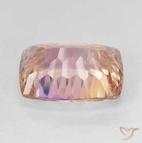 Ametrino Bicolor natural de 12.54 ct, Forma Cojín, VVS