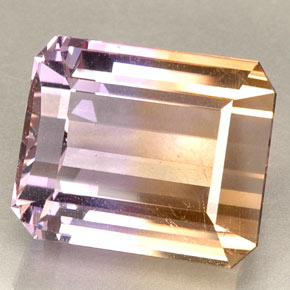 Ametrino amarillo natural de 23,37 ct, corte esmeralda, VVS