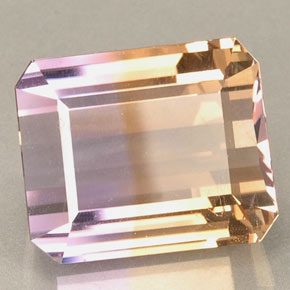 Ametrino amarillo natural de 23,37 ct, corte esmeralda, VVS