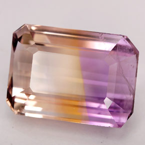 Ametrino amarillo natural de 16,32 ct, corte esmeralda, SI