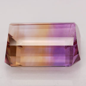 Ametrino amarillo natural de 16,32 ct, corte esmeralda, SI