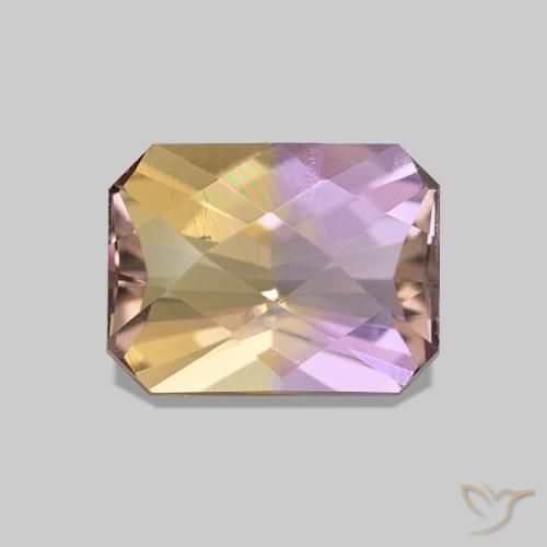 Ametrino Bicolor natural de 1.64 ct, Corte Octágono / Esmeralda, VS