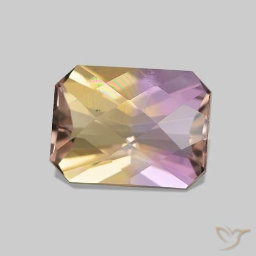 Ametrino Bicolor natural de 1.64 ct, Corte Octágono / Esmeralda, VS