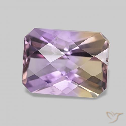 Ametrino Bicolor natural de 2.38 ct, Corte Octágono / Esmeralda, VS