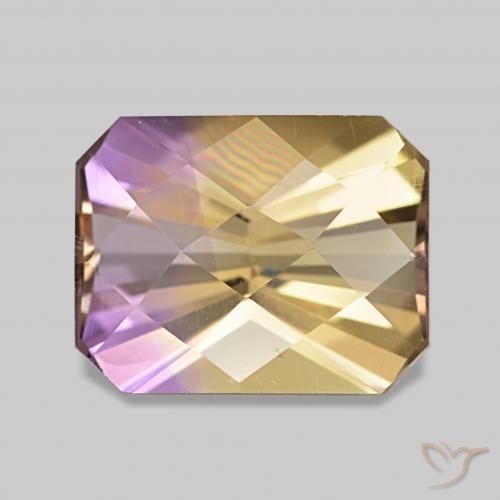 Ametrino Bicolor natural de 3.22 ct, Corte Octágono / Esmeralda, VVS