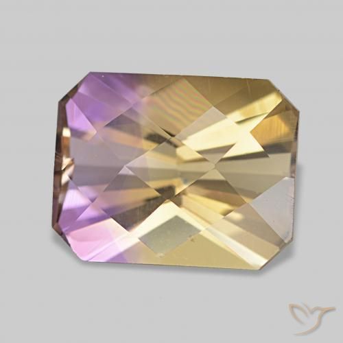 Ametrino Bicolor natural de 3.22 ct, Corte Octágono / Esmeralda, VVS