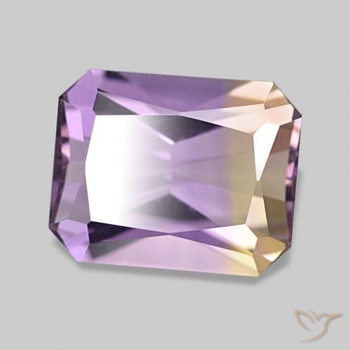 Ametrino Bicolor natural de 2.90 ct, Corte Octágono / Esmeralda, VVS