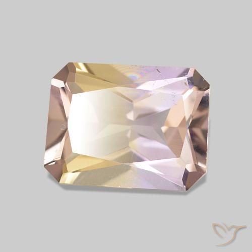 Ametrino Bicolor natural de 1.66 ct, corte esmeralda, VVS-VS