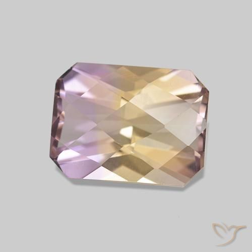 Ametrino Bicolor natural de 1.54 ct, Corte Octágono / Esmeralda, VVS-VS