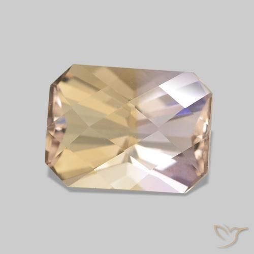 Ametrino Bicolor natural de 1.64 ct, corte esmeralda, VS