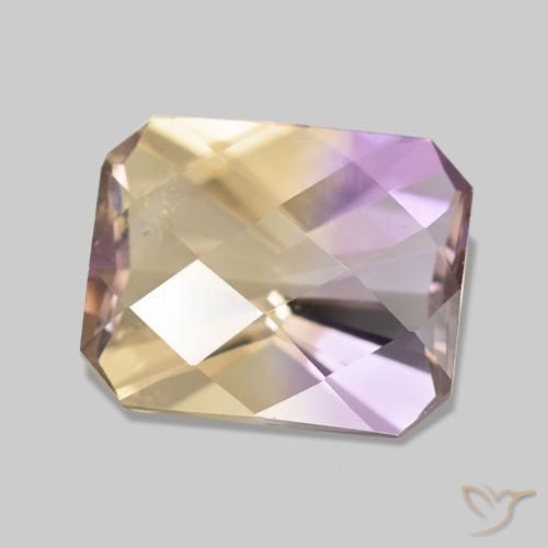 Ametrino Bicolor natural de 2.91 ct, corte esmeralda, VS
