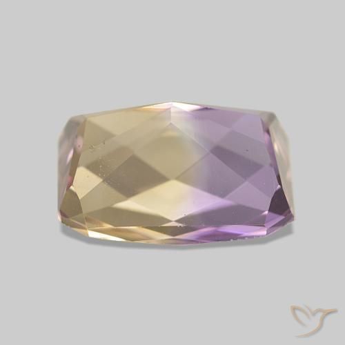 Ametrino Bicolor natural de 2.91 ct, corte esmeralda, VS