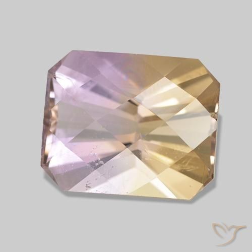 Ametrino Bicolor natural de 3.38 ct, corte esmeralda, VS