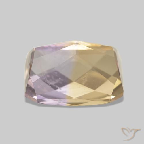Ametrino Bicolor natural de 3.38 ct, corte esmeralda, VS