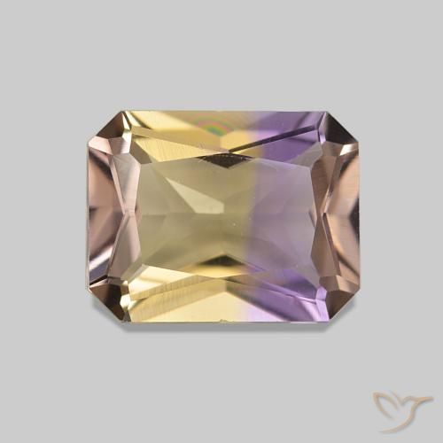 Ametrino Bicolor natural de 1.85 ct, Corte Octágono / Esmeralda, VVS