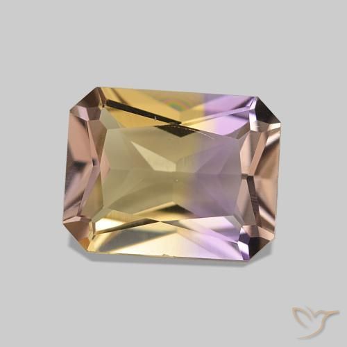 Ametrino Bicolor natural de 1.85 ct, Corte Octágono / Esmeralda, VVS