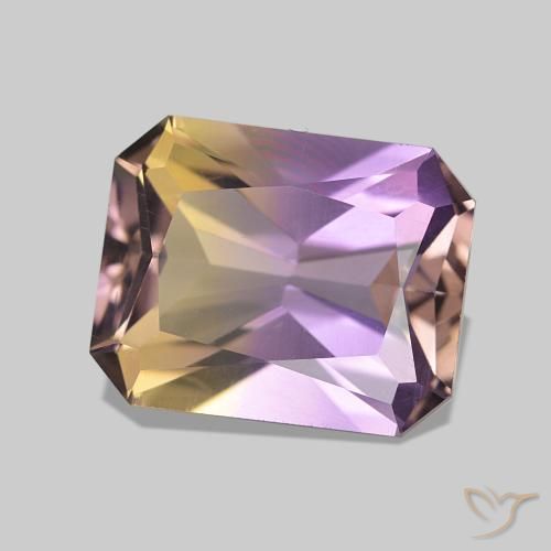 Ametrino Bicolor natural de 2.93 ct, Corte Octágono / Esmeralda, VVS